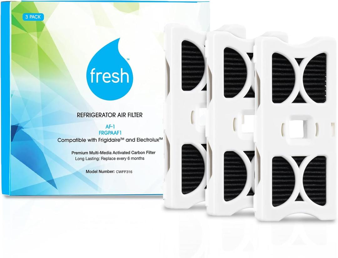 FRESH AF-1 Refrigerator Air Filter Replacement for Frigidaire - Compatible with Models: AF-1, FRGPAAF1, RAF-1 - Advanced Carbon Filter Technology - (3 Pack) Air filter by MIST