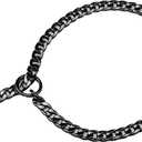 W/W Dog Chain Collar Dog Walking Collar 15mm Black Strong Stainless Steel Cuban Link Chain Collar for Small Medium Dog (16 Inches)