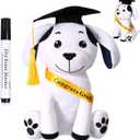 Zomiboo Graduation Dog Autograph Stuffed Animal 2026 Smooth Fabric Stuffed Toy with Congrats Grad Signature Dog Animal with Marking Pen Gold Tassels for Graduate Party Supplies(Black)