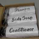 16.9oz Shampoo and Conditioner Dispenser Set of 3-Printed Shower Soap Dispenser Plastic Shampoo Bottles Refillable with Pump - Shampoo Conditioner Body Wash Dispenser for Bathroom Shower Wall (White)