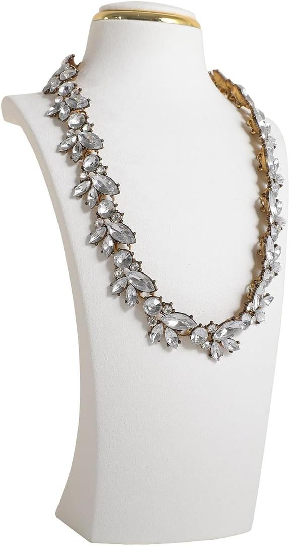 GemeShou White necklace display stands for selling, Velvet necklace storage organizer, Necklace mannequin jewelry bust holder for boutique store【White-Medium height 10.2 inch】