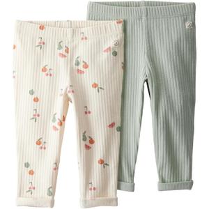 little planet by carter's Baby 2-Pack Terry Pants Made with Organic Cotton (Mint, Fruit Print)