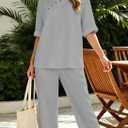 Lounge Sets for Women 2026 Summer Casual 3/4 Sleeve Tops and Pants Soft Loungewear Travel Outfits with Pockets