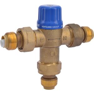 Cash Acme 1/2 Inch HG110-D Thermostatic Mixing Valve with SharkBite Union Connections, Brass Plumbing Fitting, 24504