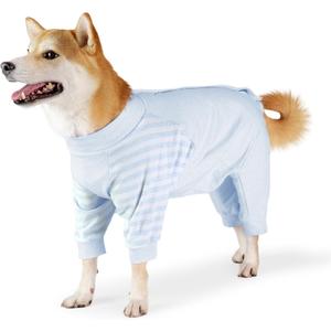 Dog Recovery Suit, Abdominal Wound After Surgery Wear, Anti Licking Bodysuit with Snaps, E-Collar & Cone Alternatives, Long Sleeve Dog Spay Surgical Onesie Prevent Shedding(Small, Blue)