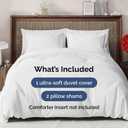 Duvet Cover Queen Size Set - Extra Soft Queen Duvet Cover 90" x 90" with 2 Pillow Shams - Hotel Luxury, Easy Care and Fade Free w/ Zipper Closures & Ties - All Season, Comfy, Cozy & Breathable (White)