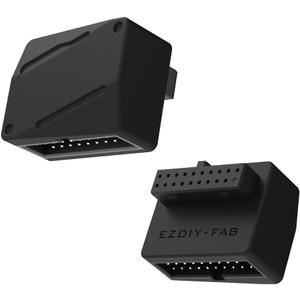 EZDIY-FAB USB 3.2 Gen 1 19-Pin 90 Degree L-Shape Adapter, Motherboard USB 3.0 Internal Header Adapter,19-Pin /20-Pin Male to Female Converter for Front Panel USB-A, Black -STD