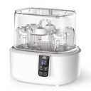 Bottle Cleaner and Dryer, Fast Electric Steam Dryer for Baby Bottles Pacifier Breast Pump, Baby Bottle Steam Dryer, Dries Faster Large Capacity Holds 6 Bottles, LED Display Auto-Off Baby Bottle Washer