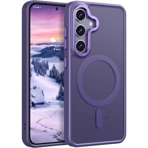 Rayboen for Samsung Galaxy S24 Case Magnetic, [Compatible with Magsafe] Shockproof Protective Slim Fit Skin Feel Phone Cover for Galaxy S24 with Translucent Hard Back & Soft Edge, Matte Purple