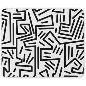 Small White Mouse Pad with Black Line Art Design | Small Mouse Pad for Laptop or Desktop Computer with 1980s Pop Art Design | Smooth Surface for Easy Mousepad Tracking, Non-Slip Base (8.6"x7.1")