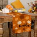 RABUSOFA Orange Rust White Pumpkin Fall Table Runner,Seasonal Autumn Kitchen Dining Table Holiday Thanksgiving Decoration for Home Party Decor 13x90 Inch