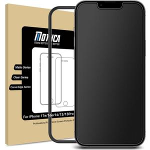 Mothca Matte Glass Screen Protector for iPhone 17e / iPhone 16e / iPhone 14 / iPhone 13 / iPhone 13 Pro [6.1 Inch] Anti-Glare & Anti-Fingerprint Tempered Glass [Easy Installation Frame] Smooth as Silk
