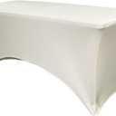 YOUR CHAIR COVERS Rectangular Spandex Table Covers 6ft Fitted Tablecloth Wedding Event Patio Decorations Elastic Fabric Stretch Tables Cover for 6 ft Folding Table (Ivory)