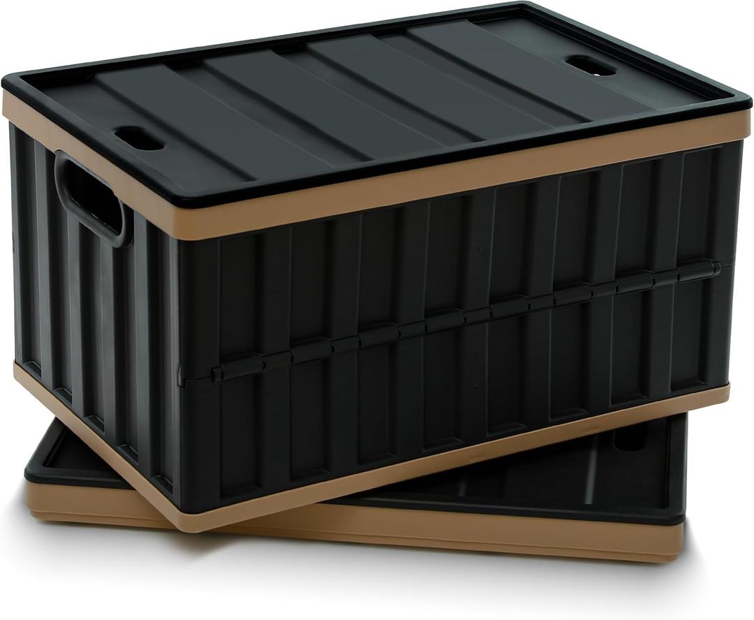 Citylife 64L Collapsible Storage Bins with Lids Plastic Storage Containers for Organizing Stackable Storage Box Large Heavy Duty Utility Crates, 2 Packs (64L/67.6QT)