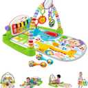 Fisher-Price Baby Playmat Deluxe Kick & Play Piano Gym for Learning & 2 Maracas Soft Rattles for Newborn to Toddler Play Ages 0+ Months
