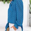 PRETTYGARDEN Lace Long Sleeve Shirts Casual Button Down Going Out Tops Hollow Out Eyelet Blouses 2026 Spring Fashion Clothing(Lake Blue,Medium) (M)