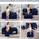 MAXYOYO Folding Sofa Couch, Convertible Floor Sofa with Armrest, Multifunctional Sofa with Pillow and Pockets, Boneless Couch for Living Room, Navy, Standard