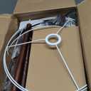 BTP Wood Tripod Floor Lamp for Living Room, 3 Color Temparature LED Bulb Included, Mid Century Modern Wooden Shelf Floor lamp with Linen Shade for Bedroom, Office, Walnut Wood Color (FSC Dark Brown Wood and Linen Shade)