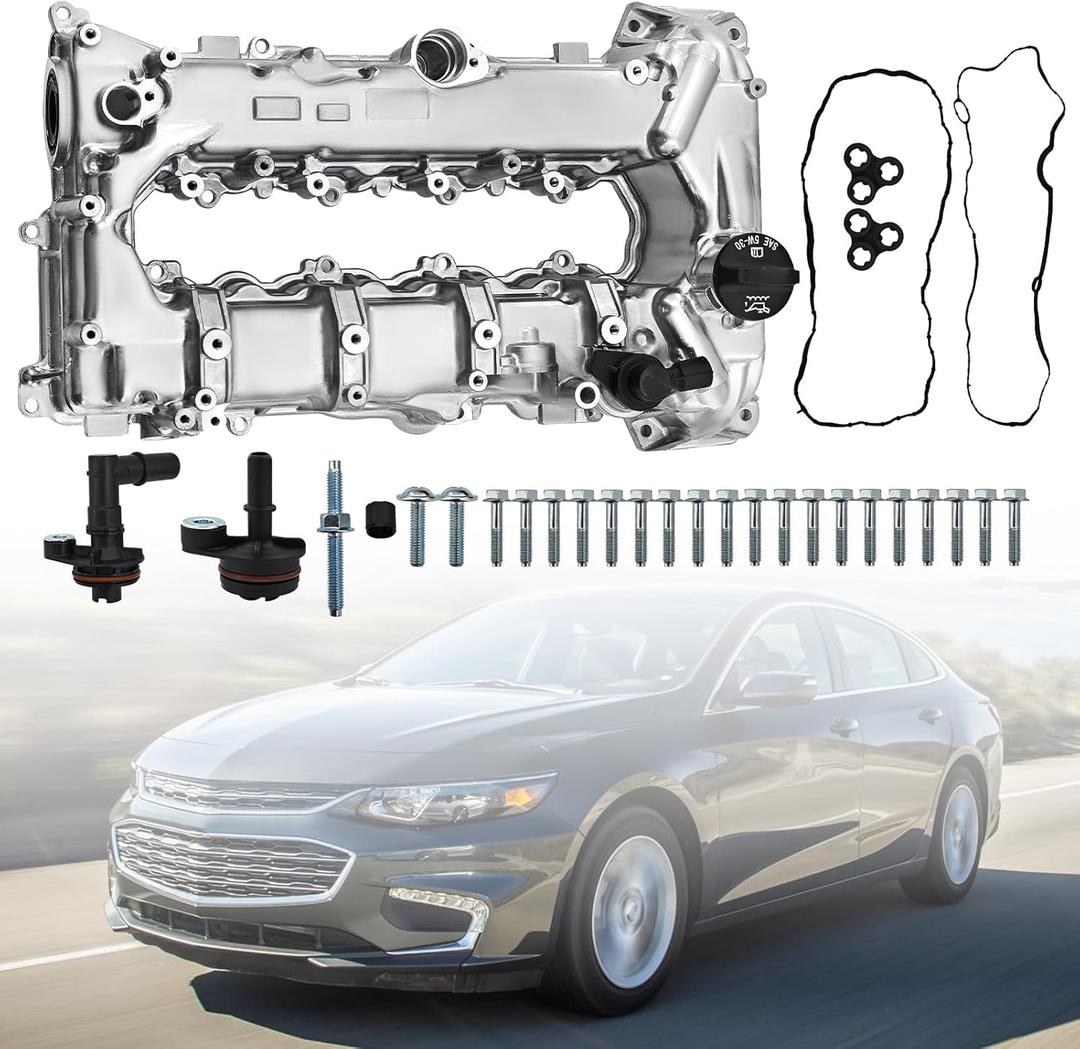 25204723 Aluminum Engine Valve Cover Kit Compatible with Chevy Malibu Cruze Trax and Fits for Buick Encore 2016-2022 1.4L 1.5L Replace# 74314ZFMP 98MC22G 12636177