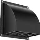 4 Inch Dryer Vent Cover Outside, HG Power Metal Exterior Vent Cover with Removable Screen & Cushioned Non-Return Flap, Air Wall Vent for House, Range Hood, AC, Opening Diameter: 3.81" Black