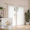 Umbra Bellwood Curtain Rod for Window Drapery, Adjustable Length 42" to 120", Set Includes Finials and Mounting Hardware, White/Natural