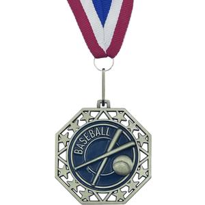 Express Medals Baseball Gold Medals Trophy Award with Neck Ribbons EMDC214Baseball - (Pack of 10)