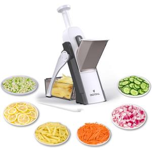 ONCE FOR ALL Upgrade Safe Mandoline Slicer Plus, Adjustable Vegetable Food Chopper Potato Fries French Fry Cutter, Detachable Blade, Kitchen Chopping Artifact, New Kitchen Gift (Dark Gray)