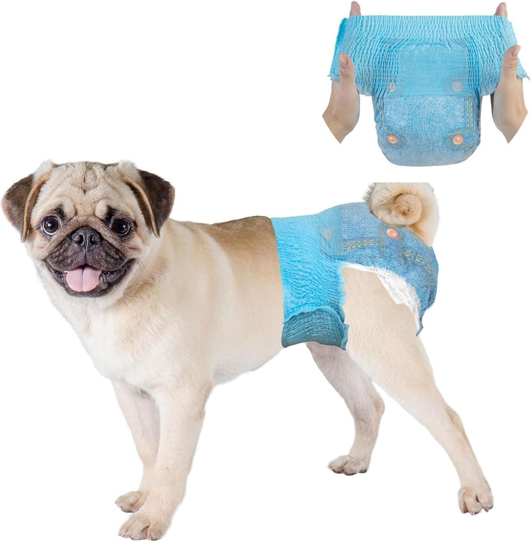 Dono Dog Diapers Female-(10-60Pcs),Disposable Pull Up Stretchy Waist Wraps for Female Puppy Dogs in Heat Period Diapers, Super Absorbent 360 Leak-Proof Doggie Training Incontinence, S 10PCS