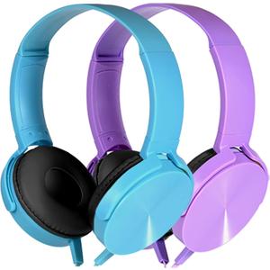 2 Pack Kids Headphones for School Classroom, Wired Computer Online Learning Headset for K-12 Students, Durable Soft Swivel On Ear Pads Earphones for Laptop PC Meetings Calls (Light blue+Purple) (Mixed Colors)
