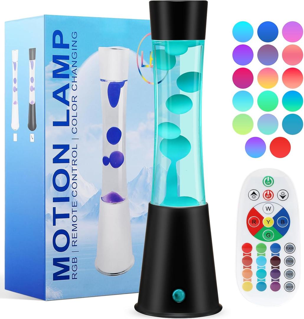 17 Colors Changing Liquid Motion Lamp with Remote,15.6" LED Night Light Relaxing Table Lamp for Kids & Adults, Liquid Light for Bedroom Home Decor (Black)