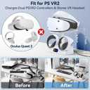 Controller Charging Dock for PS5 VR2, PSVR 2 Charging Station with VR Headset Holder Display Stand, PS VR2 Controller Charger for PSVR2 Accessories with Led Indicator, 2 Magnetic Clasp & Type-C Cable