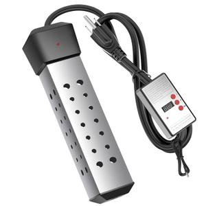 2000W Portable Immersion Water Heater with Build-in Thermostat & Delayed Start - Fast Heating for Buckets, Bathtubs, hot tub & Mini Pools hot tub - Stainless Steel Guard, Real-Time Temperature Display