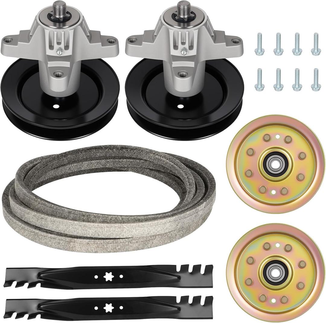 Aeagle 918-04456 Rebuild Kit Fit for 42" Deck Troy Bilt Pony 42 LT-542H (only 13AN795G790), Includes 2 Spindle 618-04456, 2 Blade 742-0616, 96" Belt 754-04060, 2 Pulley 918-0624B, 2 Idler 756-04129