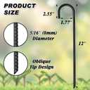 FEED GARDEN 12 Inch 16 Pack Rebar Stakes Heavy Duty J Hook, Galvanized Ground Stakes Tent Stakes Steel Ground Anchors, Chain Link Fence Stakes, Trampoline Stakes, Black