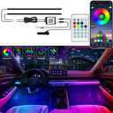 Jushope Interior Car LED Strip Lights, Acrylic LED Lights for Car with Dynamic Dreamcolor Chasing, Ambient Lighting Kits Music Sync Wireless APP and RF Remote Control (2 * 29.5'')