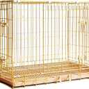 HOMEY PET Copper Gold Dog Crate 36 Inch, Portable Folding Metal Wire Dog Kennel Pet Dog Cage with Removable Floor Grid, Pull Out Leak-Proof Pan, Double Doors, Handle for Medium Dogs, Indoor Outdoor (35.7"L x 22.2"W x 25.8"H)