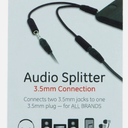 GE 2-Way 3.5mm Headphone Splitter, Black