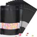 120pcs 4.7"x7.8" Mylar Bags for Food Storage,Smell Proof Bag with Matte Window Resealable Food Storage Bags for Small Business, Stand-up Foil Pouch Packaging Freeze Dried Candy Bag (Black)