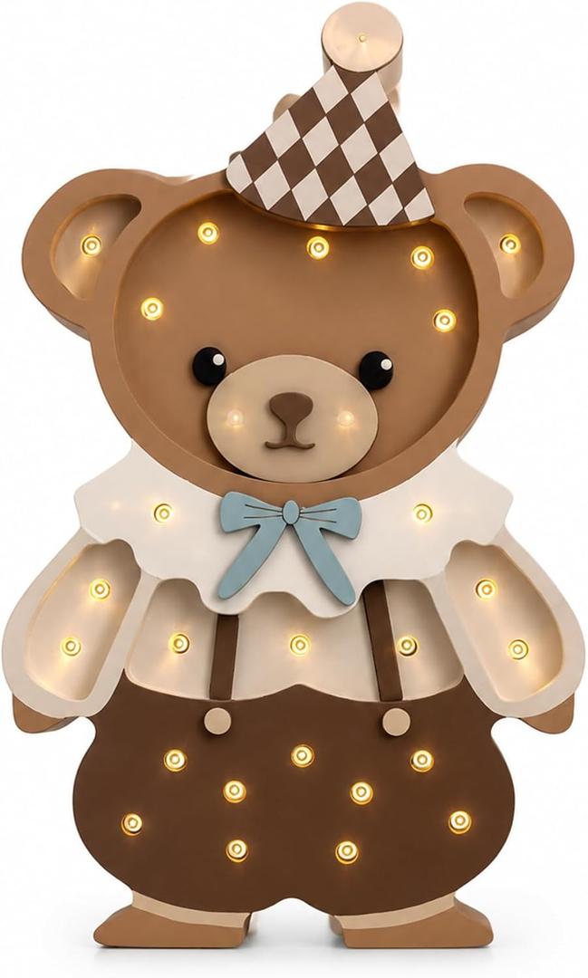 Cute Bear Night Light Wooden Bear Table Lamp
