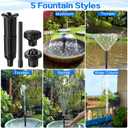 Fountain Pump Nozzle kit 8PC Mushroom Spray Head Kit for Pond Pumps - Water Fountain Nozzle Set Submersible, Black (Large)