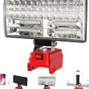 8" Cordless LED Work Light for Milwaukee M18 Battery, Two Levels Adjustable FloodLight up to 90W 5400 Lumens with USB Charging Port, Portable LED Flashlight for Work, Camping, Outdoor(No Battery)