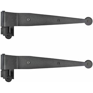 Renovators Supply Manufacturing - Heavy-Duty Black Offset Strap Lift Off Pintle Hinge - Pin Hinges for Shutters, Windows, Doors & Gates with Hardware - Wrought Iron, 11.75 in., Pack of 2