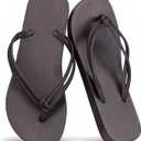 XIXITIAO Flip Flops for Women Comfortable Summer Beach Walking Basic Thong Sandals Slip On Indoor Outdoor Shower Shoes (7, Brown)