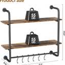 2 Tier Industrial Pipe Floating Shelf, 31.5" Kitchen Wall Shelves