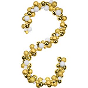 6 FEET Christmas Ball Gold Garland Ornaments Shatterproof Xmas Hanging Balls Decorations for Home Indoor Outdoor Mantel Holiday Party Wedding Tree - White & Gold