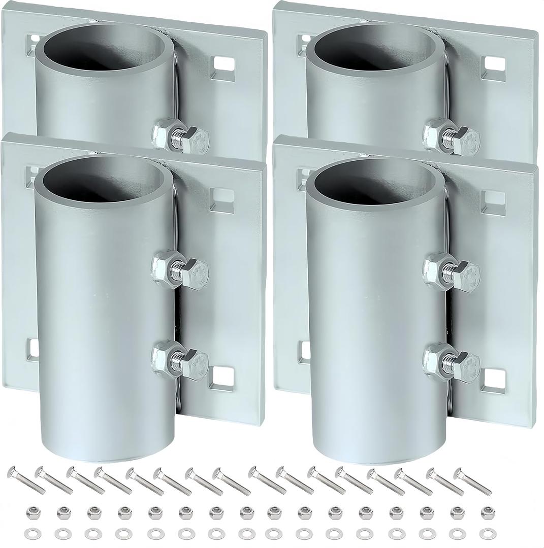 4 Pcs Dock Heavy-Duty Stationary Side Leg Pipe for Boat Dock Welding and Galvanized Finish, Dock Pipe Brackets Sleeve Holder for Pipe Pole Post, 7/16" Holes for 3/8" Carriage Bolts
