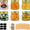 Rainforce Mason Jars 8 oz with Gold Lids 6 Pack Small 8 oz Glass Jars with Lids, Regular Mouth Half Pint Canning for Food Storage, Jam, Honey, Spice, Candle, Overnight Oats & DIY Projects