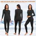 HiZiTi Thermal Underwear for Women Long Johns Set Fleece Lined Warm Base Layer Long Sleeve for Weather Top Bottom Winter (Black), Size: M