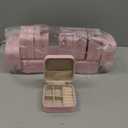 SHENLIU 12 Pack Mini Pink Travel Jewelry Case Bridesmaid Proposal Gift Boxes, 3.74 x 3.74 x 1.81 inches Small Leather Portable Jewelry Earring Organizer for Women Girls Travel Accessories