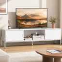 WLIVE 58" TV Stand for 65 Inch TVs, White Media Console with Metal Legs, 57.87L*14.57W*17.71H